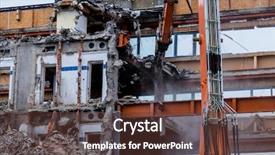  Presentation with building - Slide deck enhanced with demolition of an office building background and a tawny brown colored foreground
