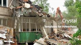  Presentation with old house - Amazing slide deck having demolition of an old apartment backdrop and a violet colored foreground