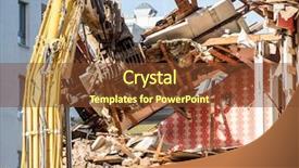  Presentation with old way new way - Slide deck consisting of demolition of an old house background and a tawny brown colored foreground