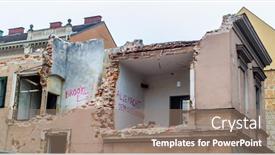  Presentation with old house - Colorful PPT theme enhanced with demolition-of-an-old-house backdrop and a coral colored foreground