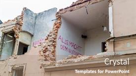  Presentation with old house - Audience pleasing slide set consisting of demolition-of-an-old-house backdrop and a coral colored foreground