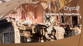  Presentation with old house - Colorful presentation theme enhanced with demolition-of-an-old-house backdrop and a red colored foreground