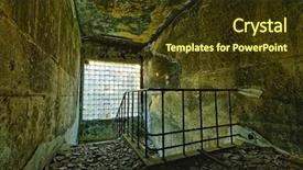  Presentation with destruction - Beautiful slide deck featuring demolition waste - doomsday destruction ruins factory damage backdrop and a tawny brown colored foreground