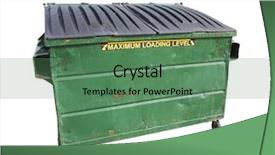  Presentation with recycle - PPT theme with demolition waste - green trash or recycle dumpster background and a ocean colored foreground