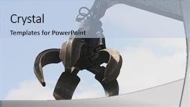  Presentation with industrial waste - Audience pleasing presentation theme consisting of demolition waste - industrial grabber backdrop and a light blue colored foreground