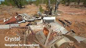  Presentation with scrap metal - Cool new slide deck with demolition waste - pile of debris of metal backdrop and a tawny brown colored foreground