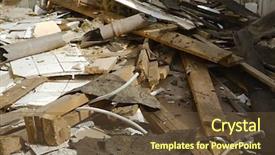  Presentation with team building compass - PPT theme featuring demolition waste - pile of debris background and a tawny brown colored foreground