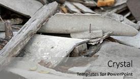  Presentation with pile - PPT layouts consisting of demolition waste - pile of debris background and a light gray colored foreground