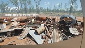  Presentation with energy food and junk food - PPT theme having demolition waste - pile of junk background and a light blue colored foreground