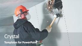  Presentation with work - PPT theme with demolition work and rearrangement worker background and a gray colored foreground