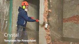  Presentation with work the word in your life - Audience pleasing PPT layouts consisting of demolition-work-and-rearrangement-worker backdrop and a coral colored foreground