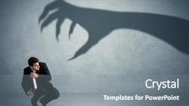 Presentation with shadow - Presentation theme with demon - business person afraid background and a gray colored foreground