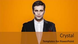  Presentation with scary halloween - Presentation enhanced with demon - photo of scary zombie man background and a gold colored foreground