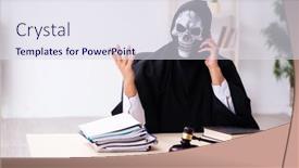  Presentation with demon - Presentation theme having demon-judge-working background and a sky blue colored foreground