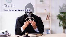  Presentation with demon - Presentation theme featuring demon-judge-working background and a sky blue colored foreground