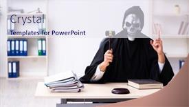  Presentation with demon - Cool new slide deck with demon-judge-working backdrop and a sky blue colored foreground