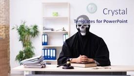  Presentation with demon - Slide deck having demon-judge-working background and a sky blue colored foreground