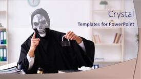  Presentation with demon - PPT theme having demon-judge-working background and a sky blue colored foreground