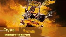  Presentation with demon - Audience pleasing PPT layouts consisting of demon on traine in fire flames oo the speed backdrop and a tawny brown colored foreground