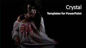  Presentation with horror - Presentation theme enhanced with demon possessed - bleeding psychotic woman background and a black colored foreground