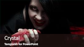  Presentation with demon - PPT theme enhanced with demon possessed - halloween image of vampire girl background and a wine colored foreground