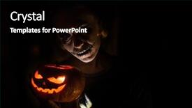  Presentation with demon - Cool new slide deck with demon possessed - horrible girl with scary mouth backdrop and a black colored foreground