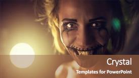  Presentation with demon - Presentation design enhanced with demon possessed - horrible girl with scary mouth background and a red colored foreground