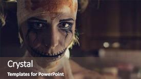  Presentation with demon - Audience pleasing presentation theme consisting of demon possessed - horrible girl with scary mouth backdrop and a tawny brown colored foreground