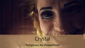  Presentation with demon - PPT layouts featuring demon possessed - horrible girl with scary mouth background and a coral colored foreground