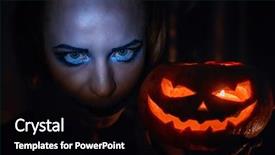  Presentation with demon - Audience pleasing slide set consisting of demon possessed - horrible girl with scary mouth backdrop and a black colored foreground