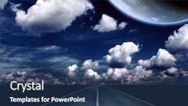  Presentation with moon - Slides consisting of demon possessed - night landscape with road clouds background and a ocean colored foreground