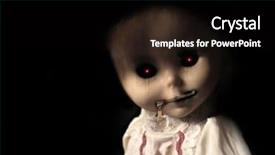  Presentation with spooky - Presentation theme with demon possessed - vintage evil spooky doll background and a black colored foreground