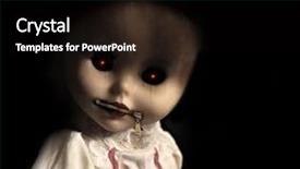  Presentation with spooky - Theme consisting of demon possessed - vintage evil spooky doll background and a black colored foreground