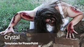  Presentation with zombie - Theme enhanced with demon possessed - woman zombie crawls out toward background and a dark gray colored foreground