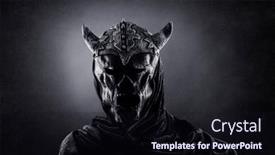  Presentation with demon - PPT layouts having demon-with-horned-helmet background and a wine colored foreground