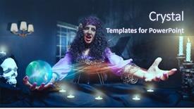  Presentation with witchcraft - Cool new slides with demoniac - crazy sorceress practising witchcraft backdrop and a ocean colored foreground