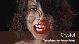  Presentation with vampire - Amazing PPT theme having demoniac - portrait of a female vampire backdrop and a tawny brown colored foreground