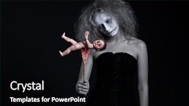  Presentation with doll - Cool new presentation theme with demoniac - portrait of ghost with bloody backdrop and a  colored foreground