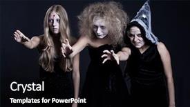  Presentation with zombie - PPT theme consisting of demoniac - portrait of zombie ghost background and a  colored foreground