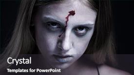  Presentation with wound - Presentation theme with demoniac - portrait of zombie with wound background and a dark gray colored foreground