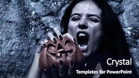 Presentation with vampire - Cool new PPT theme with demoniac - portrait vampire at a moonlight backdrop and a  colored foreground