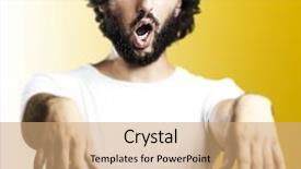  Presentation with zombie - Cool new theme with demoniac - young man imitating a zombie backdrop and a coral colored foreground