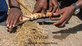  Presentation with africa - Colorful slide set enhanced with demonstration - maasai tribesman demonstrating fire making backdrop and a coral colored foreground
