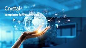  Presentation with technology - Presentation enhanced with demonstration - media worldwide technology concept mixed background and a teal colored foreground