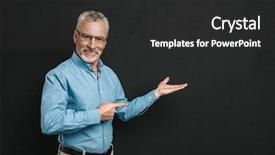  Presentation with 60s - Beautiful PPT theme featuring demonstration - portrait of pleased retired man backdrop and a dark gray colored foreground