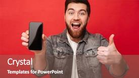  Presentation with process division of cell isolated - PPT theme enhanced with demonstration - portrait of unshaved cheerful guy background and a violet colored foreground