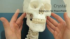  Presentation with skull - Presentation theme having demonstration-of-osteopathic-techniques background and a soft green colored foreground