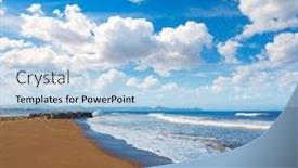  Presentation with mediterranean - Slides enhanced with denia-beach-las-marinas background and a light blue colored foreground