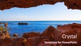  Presentation with caves - Cool new theme with denia las rotas from the caves and mediterranean sea of spain backdrop and a tawny brown colored foreground