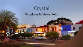  Presentation with dusk - Cool new slides with denia-old-village-sunset-dusk backdrop and a light blue colored foreground